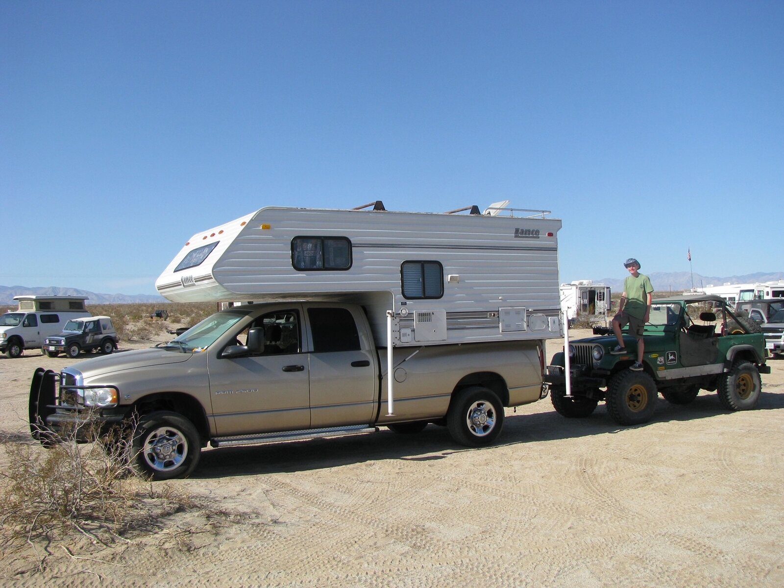 Dodge with 1991 835 Camper (Tierra Del Sol 2012).JPG
